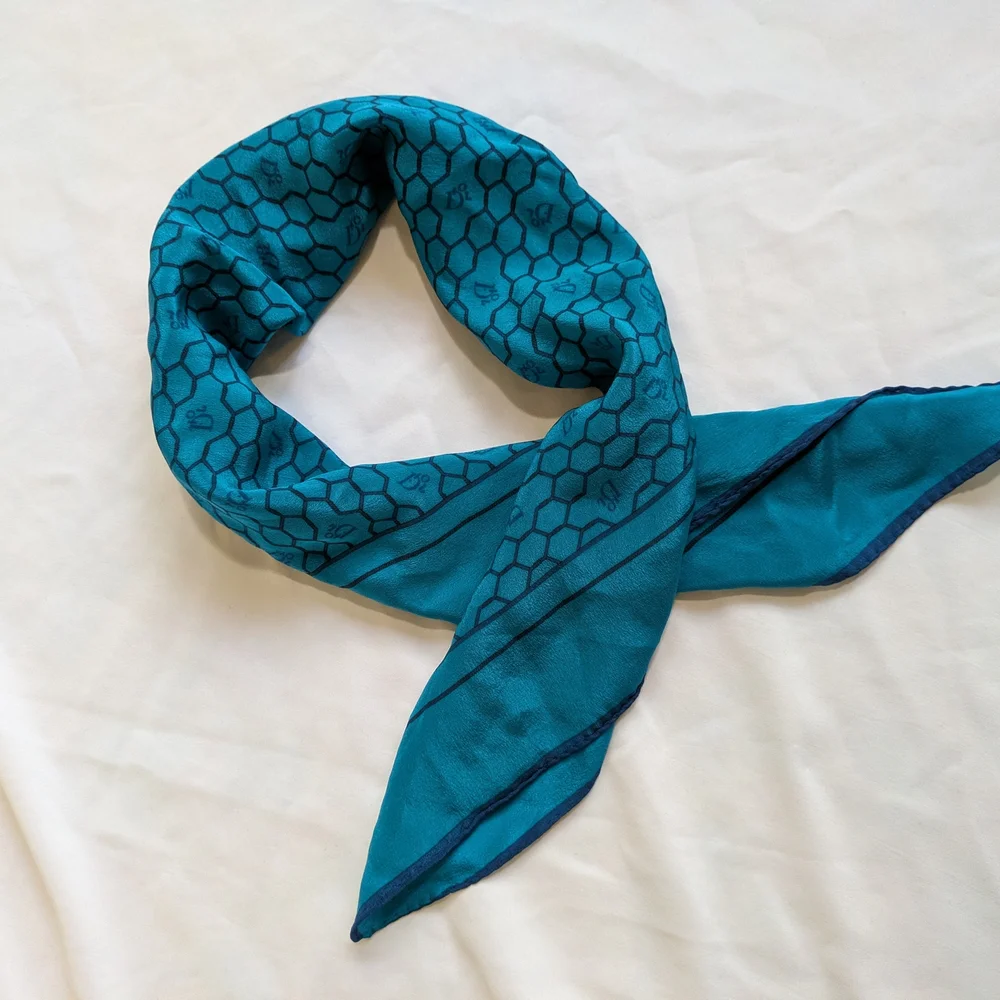 Dior Teal Honeycomb Pattern Scarf